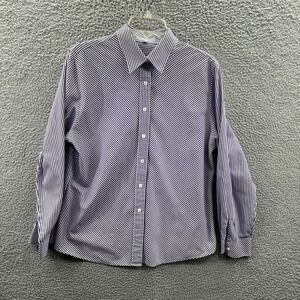 Foxcroft Womens Shirt 16 Purple Striped Office Preppy Academia Wrinkle Free
